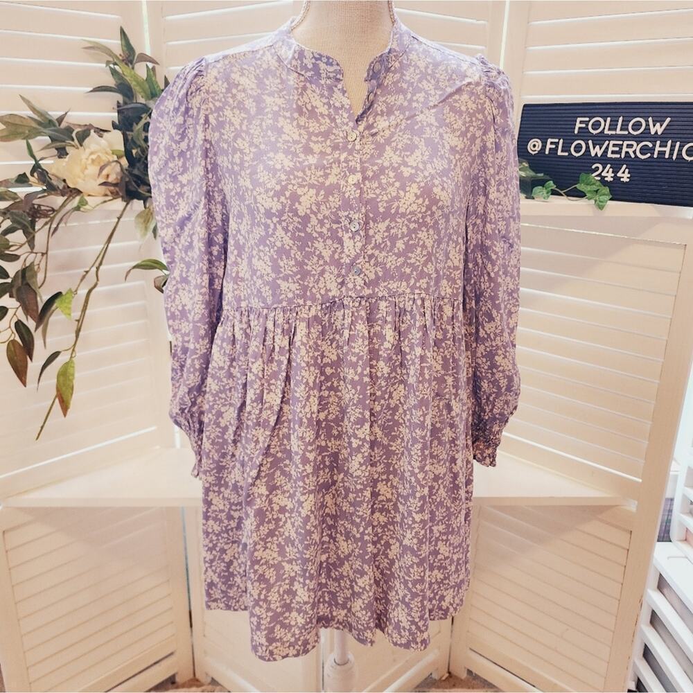 ISABELLA OLIVER LILAC FLORAL PEPLUM BLOUSE SIZE 1 (MED)